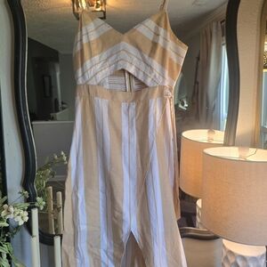 Striped Tan and White Women's Dress